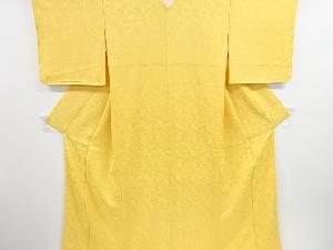 未使用品　流水に草花模様織り出し一つ紋色無地着物